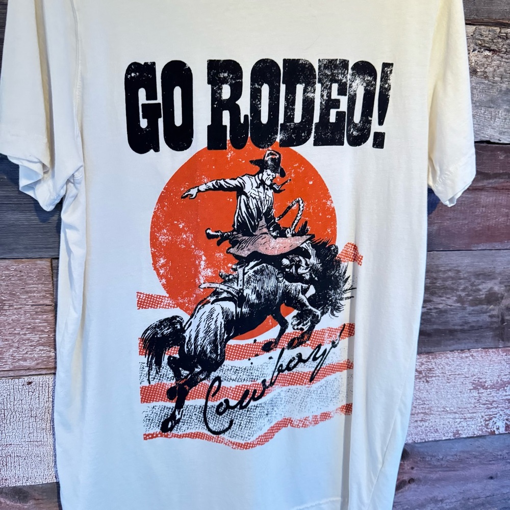 Go Rodeo! Cowboy Graphic Tee - Cream - Picture 2 of 4